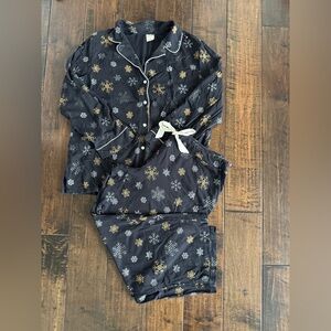 Soma 2 pc Pajama Set Long-Sleeves Cool nights Black Gold Polka dots XXL 2X Modal